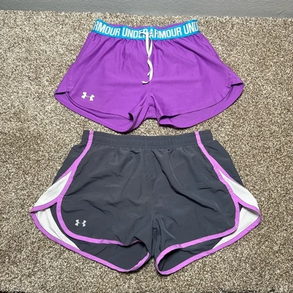 Under Armour Women's Purple and Gray Athletic Shorts Set - Picture 2 of 15